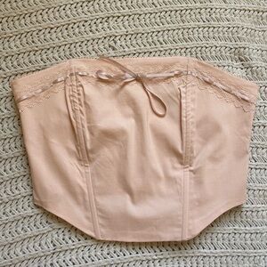 Pacsun Beverly and Beck corset pastel pink cropped coquette bow top